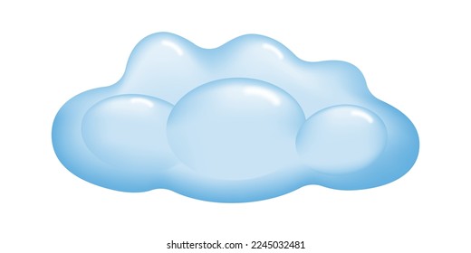Cartoon blue fluffy cloud isolated on a white background. Vector illustration.