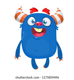 Cartoon blue funny monster illustration
