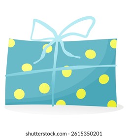 Cartoon blue gift box vector image, mystery box clip art illustration, presents gift boxes clipart in flat design style illustration