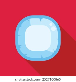 Cartoon blue ice button with cracks for game design project, creating winter, arctic or christmas themed apps