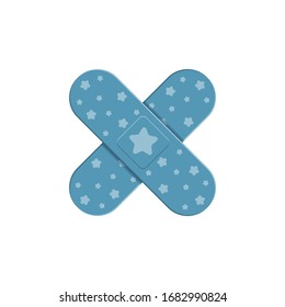 Cartoon blue kids bandage plasters. vector illustration