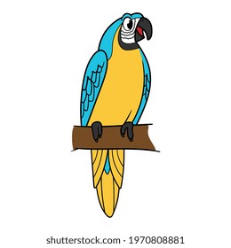 Cartoon Blue Macaw Parrot Vector Illustration