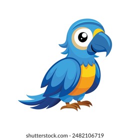 Vector de guacamayo azul de dibujos animados aislado