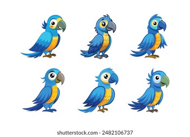 Cartoon blue macaw vector isolated