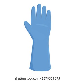 Cartoon blue medical glove protecting hand during examination in hospital or clinic