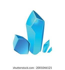 Cartoon blue minerals of different size for game interface vector illustration