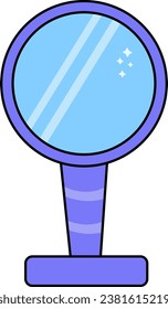 The cartoon blue mirror has long legs down there base