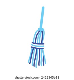 Cartoon Blue Mop Icon Vector Illustration