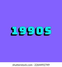 Cartoon Blue Nineties Sign UI Element Technology Pc Concept Flat Design Style. Vector illustration of Trendy Aesthetic