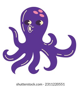 cartoon blue octopus vector illustration