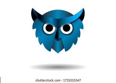 Cartoon Blue Owl vector illustration with shadow isolated on white background.