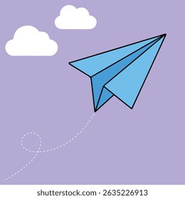 Cartoon Blue Paper Airplane Clipart , Perfect for children’s projects, educational materials, greeting cards, and digital designs. Use this versatile airplane illustration for icons, stickers