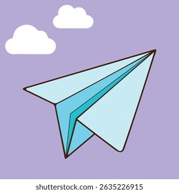 Cartoon Blue Paper Airplane Clipart , Perfect for children’s projects, educational materials, greeting cards, and digital designs. Use this versatile airplane illustration for icons, stickers