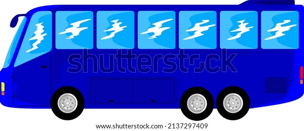 cartoon blue passenger bus\
vector