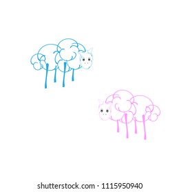 Cartoon blue and pink sheeps, vector illustration