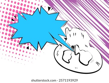 Cartoon blue, pink and white colored background, comic book vibrant backdrop. Retro vector comics pop art design.