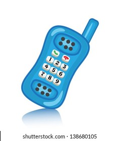 cartoon blue push-button telephone with the antenna