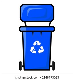 cartoon blue recycle bin icon illustration