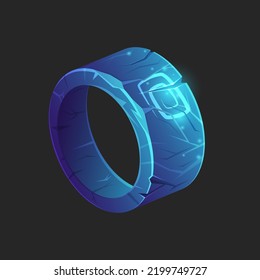 Cartoon blue ring. A magic ring made of ice.