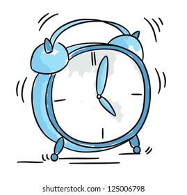 Cartoon blue ringing alarm clock (vector)