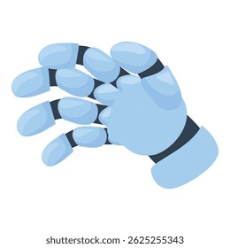 Cartoon blue robot hand opening and closing its fingers