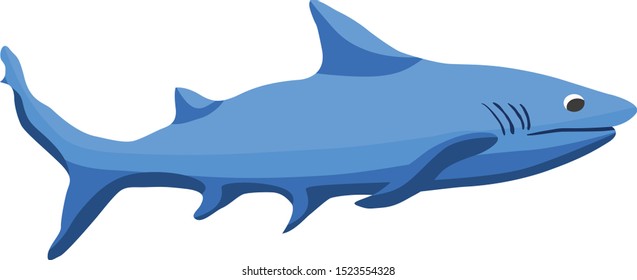 Cartoon blue shark flat vector illustration