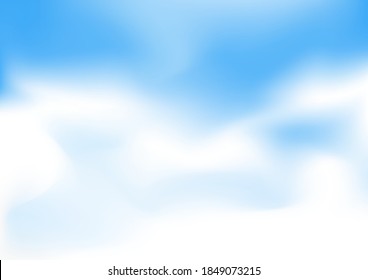 Cartoon blue sky backdrop. Cloudy heaven background. Mesh clouds vector illustration template