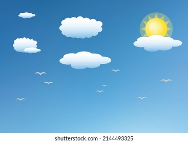 Ilustración vectorial del cielo azul de dibujos animados