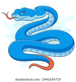 Cartoon blue snake on white background svg