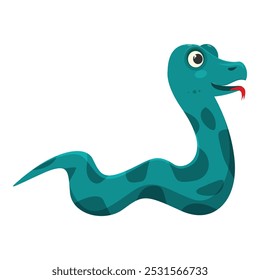 Serpiente manchada azul de la historieta deslizándose con su lengua hacia fuera