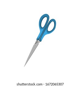 Cartoon blue stationery scissors. Vector illustration