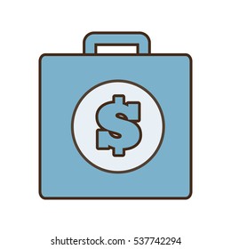 cartoon blue suitcase money business vector illustration eps 10