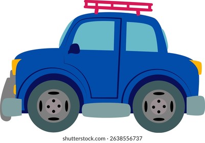 Cartoon blue toy car retro