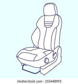 Cartoon blue vector outline illustration car seat