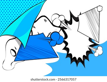 Cartoon Blue and White, comic book background. Retro vector comics pop art design.