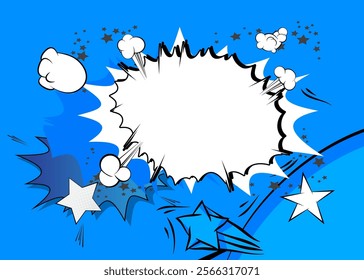 Cartoon Blue and White, comic book background. Retro vector comics pop art design.