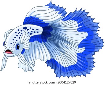 Cartoon blue and white siamese fighting fish