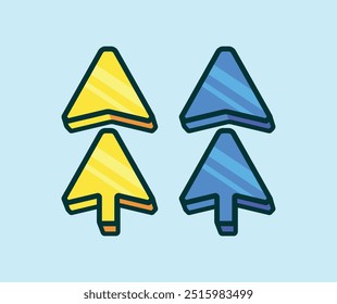 Cartoon Blue and Yellow arrow with 3D style vector illustration design
