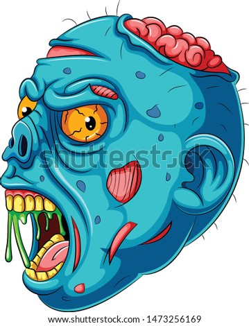 A Cartoon blue Zombie head