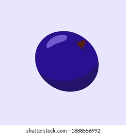 Cartoon blueberry berry on a gently purple background.