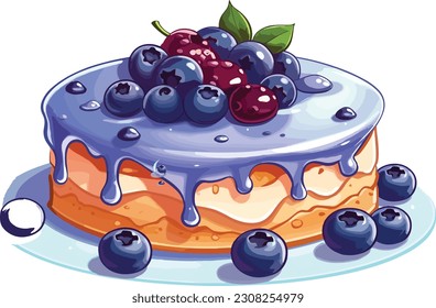 Cartoon Blueberry cake tshirt design, Vector, illustration