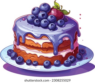Cartoon Blueberry cake tshirt design, Vector, illustration
