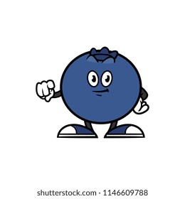 Cartoon Blueberry Character Pointing