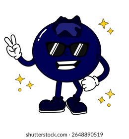 Cartoon Blueberry Character with Sunglasses