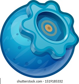 Cartoon blueberry icon for user interface GUI in mobile application or casual video game. Vector for web or game design. Decorative GUI element