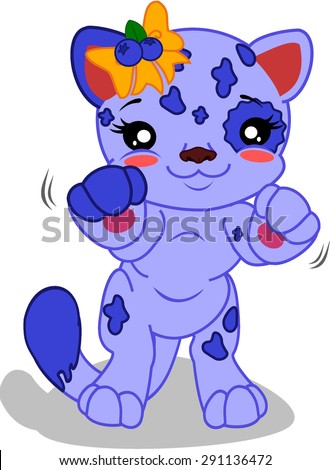 Cartoon blueberry spotted cat.