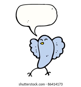 cartoon bluebird with speech bubble