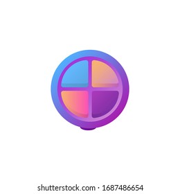 Cartoon blush with different colors. Fashionable cosmetic product template element . Icon in color gradient style. Logo isolated on a white background. View from above. Trendy flat vector illustration