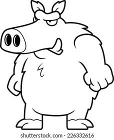 A cartoon boar with an angry expression.