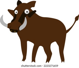 Cartoon boar. Cute funny animal. Wild animal. Vector illustration.